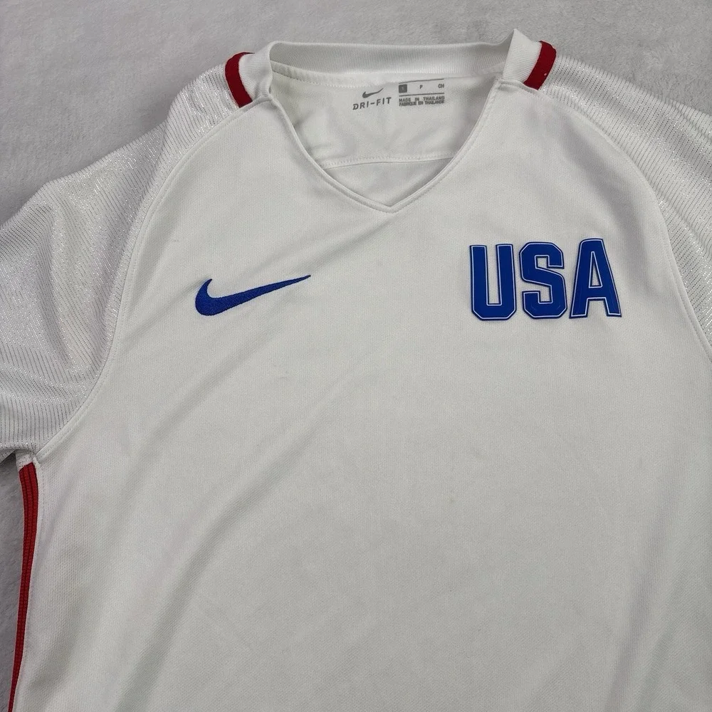 Nike Dri-Fit Stadium USA 2016 White Soccer Jersey Olympic Men's Small Stains